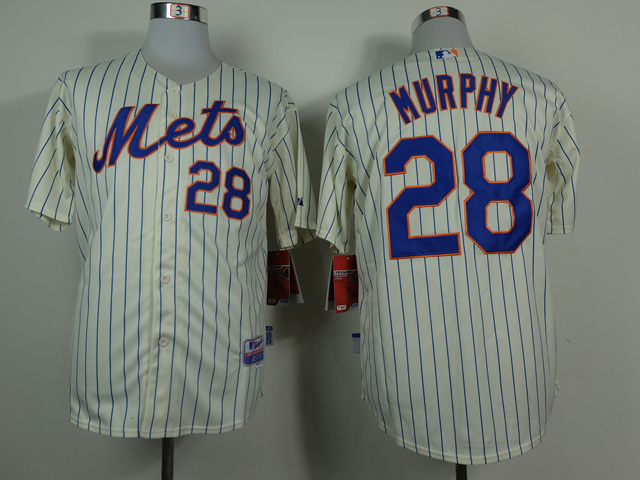 Men New York Mets #28 Murphy Cream MLB Jerseys